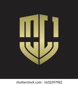 OL Logo monogram with emblem shield shape design isolated gold colors on black background