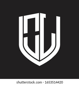 OL Logo monogram with emblem shield design isolated on black background