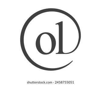 OL logo from two letter with circle shape email sign style. O and L round logotype of business company for brand identity.