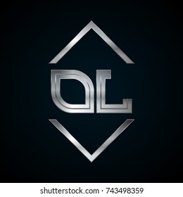 OL Monogram, Metal Logo, Silver Logo
