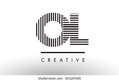 OL O L Black and White Letter Logo Design with Vertical and Horizontal Lines.