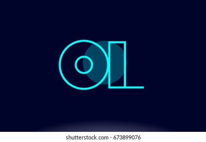 ol o l blue line circle letter logo alphabet creative company vector icon design template