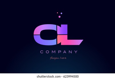 ol o l creative color blue background pink purple blue magenta alphabet letter company logo vector icon design