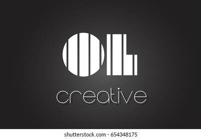 OL O L Creative Letter Logo Design With White and Black Lines.