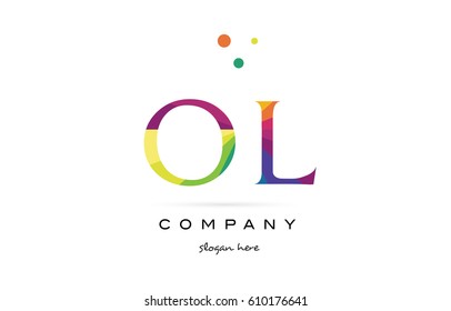 ol o l  creative rainbow colors colored alphabet company letter logo design vector icon template