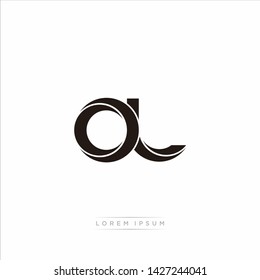 ol o l Initial Letter Split Lowercase Modern Monogram linked outline rounded logo