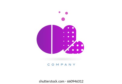 ol o l pink dots dotted letter logo alphabet creative company vector icon design template