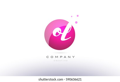 ol o l  sphere pink 3d alphabet company letter combination logo hand writting written design vector icon template 