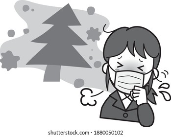 OL young woman who can not stop sneezing due to hay fever
