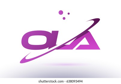 ola o l a  alphabet letter logo combination purple pink creative text dots company vector icon design template