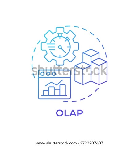 OLAP blue gradient concept icon. Online analytical processing. Business data, strategic planning. Round shape line illustration. Abstract idea. Graphic design. Easy to use in infographic, presentation