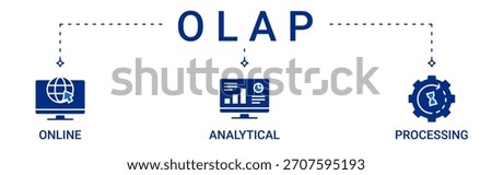OLAP icon set containing Online, Analytical and Processing vector icons
