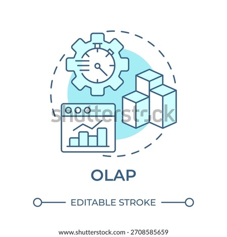 OLAP soft blue concept icon. Online analytical processing. Business data, strategic planning. Round shape line illustration. Abstract idea. Graphic design. Easy to use in infographic, presentation