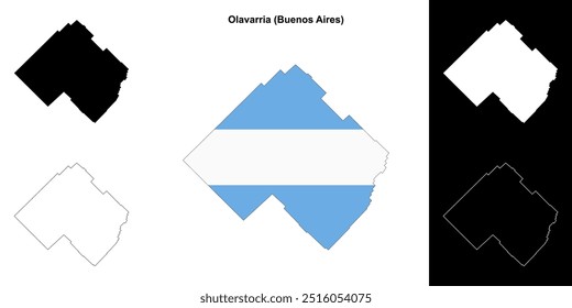 Mapa delineado do departamento de Olavarria (Buenos Aires)