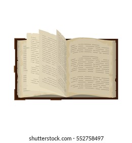 Old 3d colorful open book or tutorial. Isometric flat classbook or textbook icon. Education symbol logo. Illustration vector art.