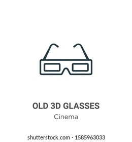 Old 3d glasses outline vector icon. Thin line black old 3d glasses icon, flat vector simple element illustration from editable cinema concept isolated on white background