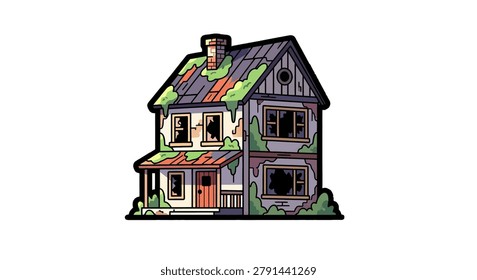 Old abandoned house with broken windows