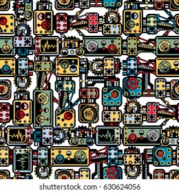 Old abstract machinery seamless pattern