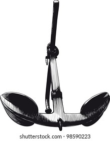 old admiralty pattern anchor drawn in the form of engraving