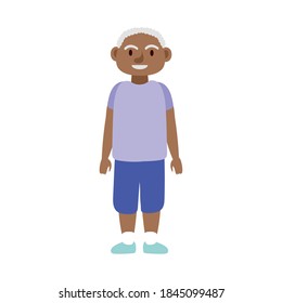 old afro man standing avatar character vector illustration design