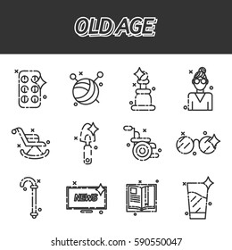 Old age flat concept icons