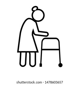 Old age line icon, logo isolated on white background