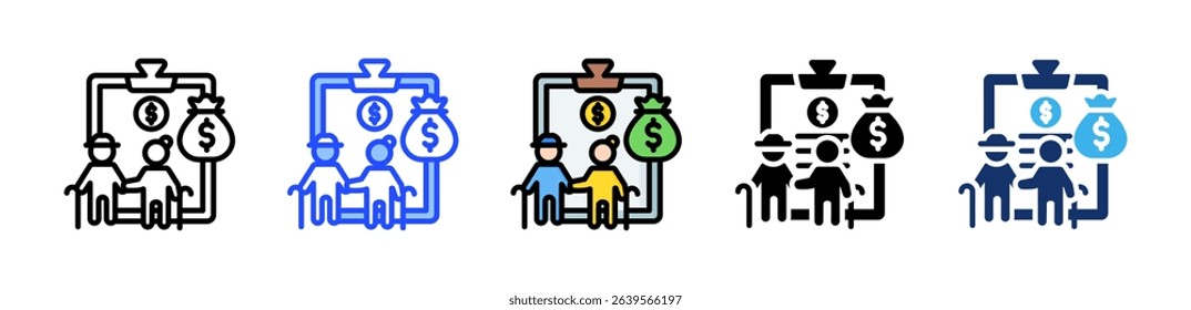 Old Age Retirement Icon Collection With Multiple Styles