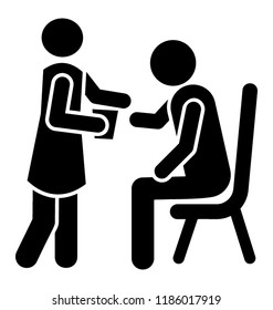 An old aged patient is tired and getting some water from assistant 