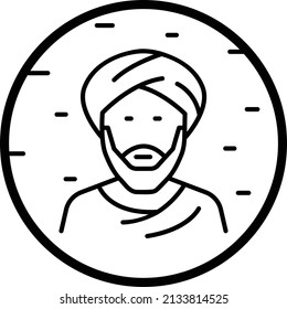 Old Aged Tribal Man wearing head scarf concept, Arabic Beard Man Avatar Vector Icon Design, Muslim festival Symbol, Lesser Eid and Islamic Holidays Sign, holy Ramazan stock illustration