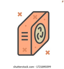 Luftkompressor schmutzigen Zustand Vektorsymbol Design, 64x64 Pixel perfekt und editierbar Strich.