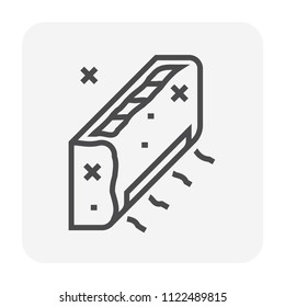 Old air conditioner vector icon. Part of air conditioning HVAC system. Dirty with pollution, dust, dirt, disease, bacteria cause of bad health, illness. Need cleaning, washing and service. 64x64 pixel