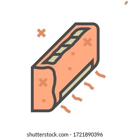 Old air conditioner vector icon. Part of air conditioning HVAC system. Dirty with pollution, dust, dirt, disease, bacteria cause of bad health, illness. Need cleaning, washing and service. 64x64 pixel