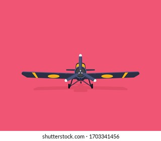 Old airplane flat vector isolated on background