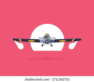 Old airplane flat vector isolated on background