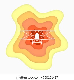 Old Airplane icon Paper folding art origami style Vector illustration
