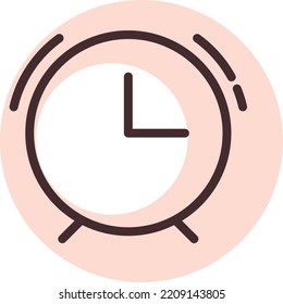 Old alarm clock, illustration, vector on white background.