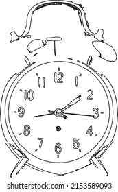 Old alarm clock line art illustration