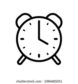 old alarm clock, simple icon, linear symbol with thin outline