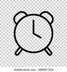 old alarm clock, simple icon, linear symbol with thin outline. On transparent background.