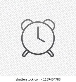 old alarm clock, simple icon, linear symbol with thin outline. On grid background