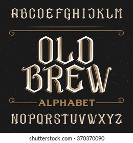 Old alphabet font. Type letters on a distressed background. Vintage vector typeface for labels, headlines, posters etc.