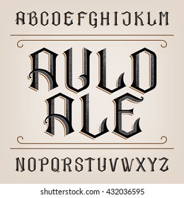 Old alphabet vector font. Distressed hand drawn letters. Typeface  for labels, headlines, posters etc.