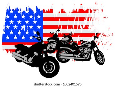 Old american bike on white background