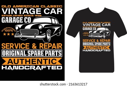 old American classic vintage car...T-shirt design template
