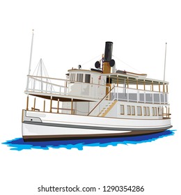 Old American Ferry isolated. Vector, illustration. - Vector 