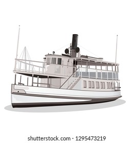 Old American Ferry isolated. Vector, illustration. - Vector,