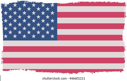 Old American flag.Grunge USA flag.Vector template.