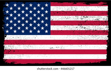 Old American flag.Grunge USA flag.Vector template.