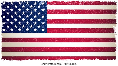 Old American flag.Grunge USA flag.Vector template.