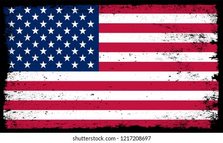 Old American flag.Vector dirty flag of United States.